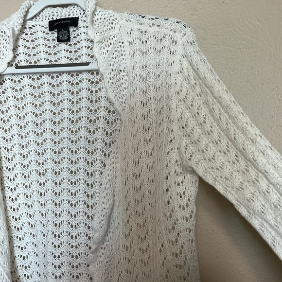Point Elle cardigan sweater knit white sweater Size L - Picture 6 of 6